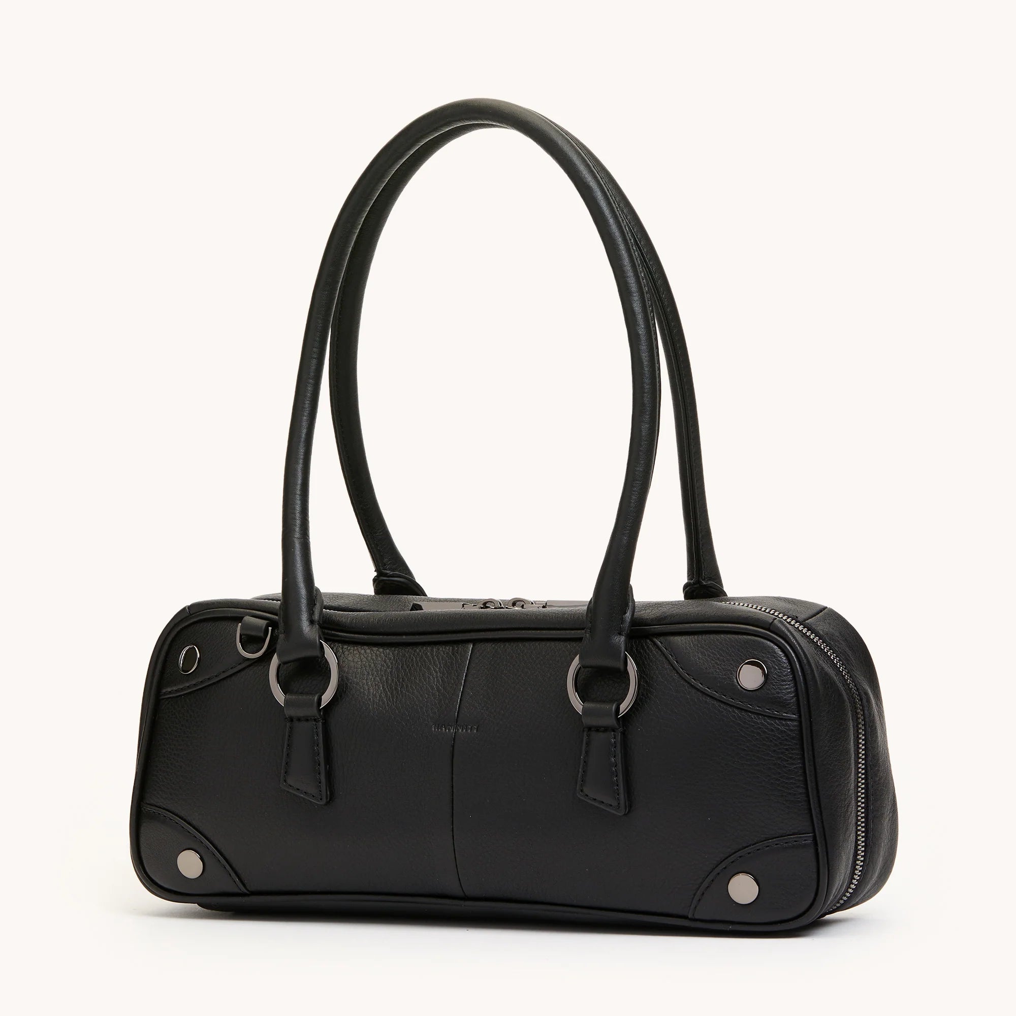 HAMMITT Meredith Sml Leather Satchel Black/Gunmetal