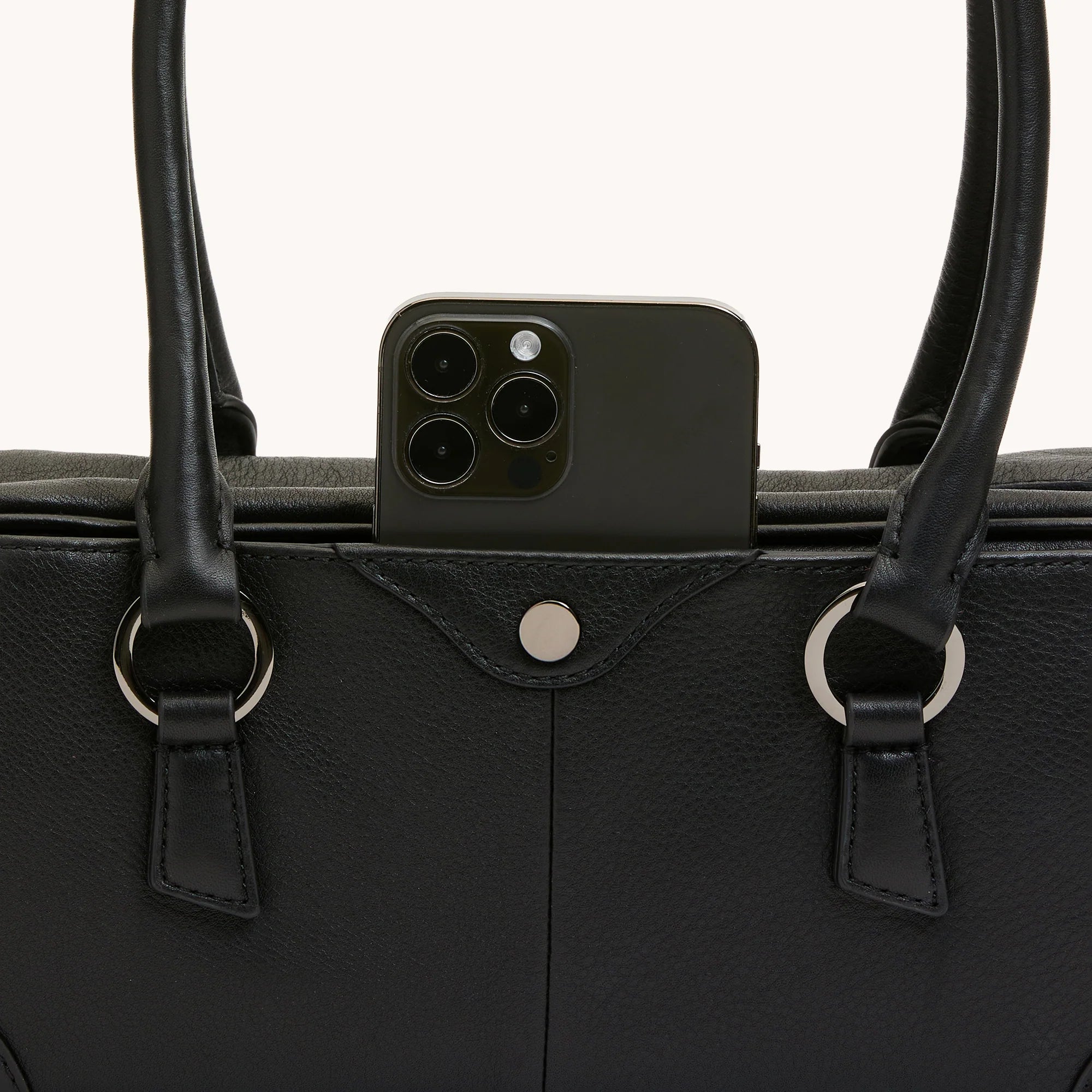 HAMMITT Meredith Sml Leather Satchel Black/Gunmetal