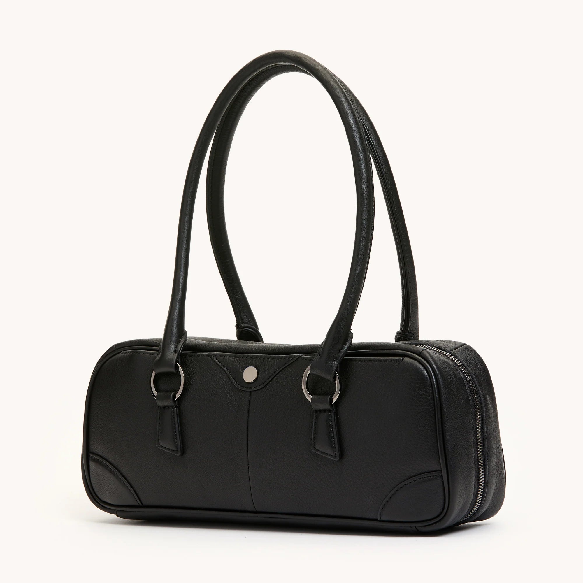 HAMMITT Meredith Sml Leather Satchel Black/Gunmetal
