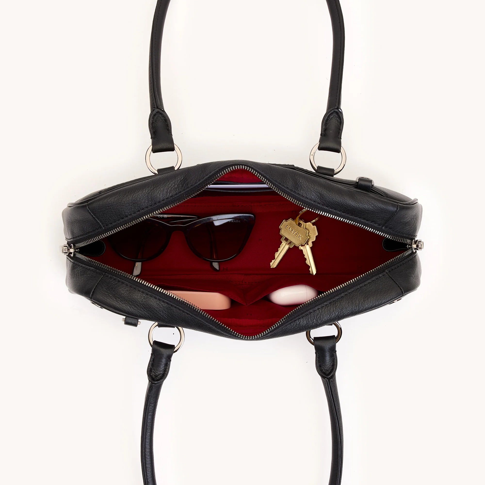 HAMMITT Meredith Sml Leather Satchel Black/Gunmetal