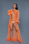 Burlesque BeWicked Marabou Robe Neon Orange
