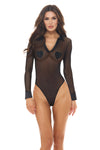 Rene Rofe Sweet Heart Nylon Sheer Teddy Black