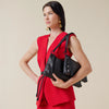 Kyle Med Leather Shoulder Handbag Black/Gunmetal
