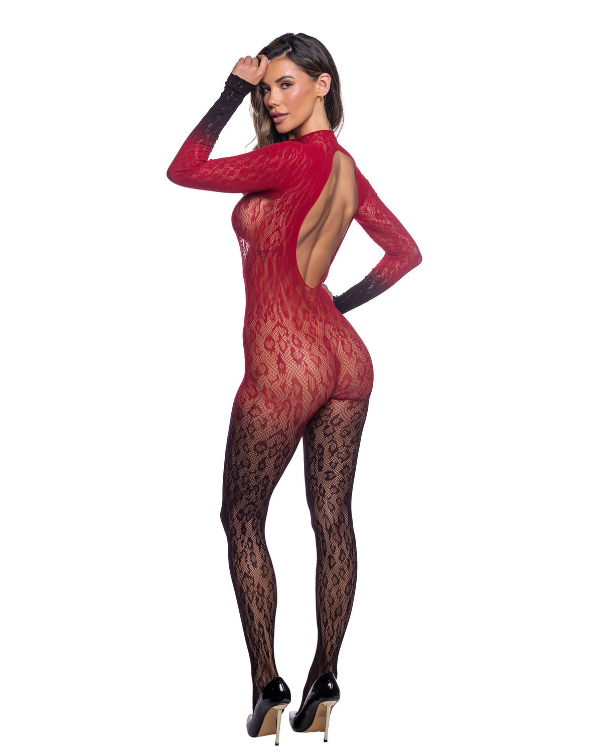 Wild Night Bodystocking Wine/Black