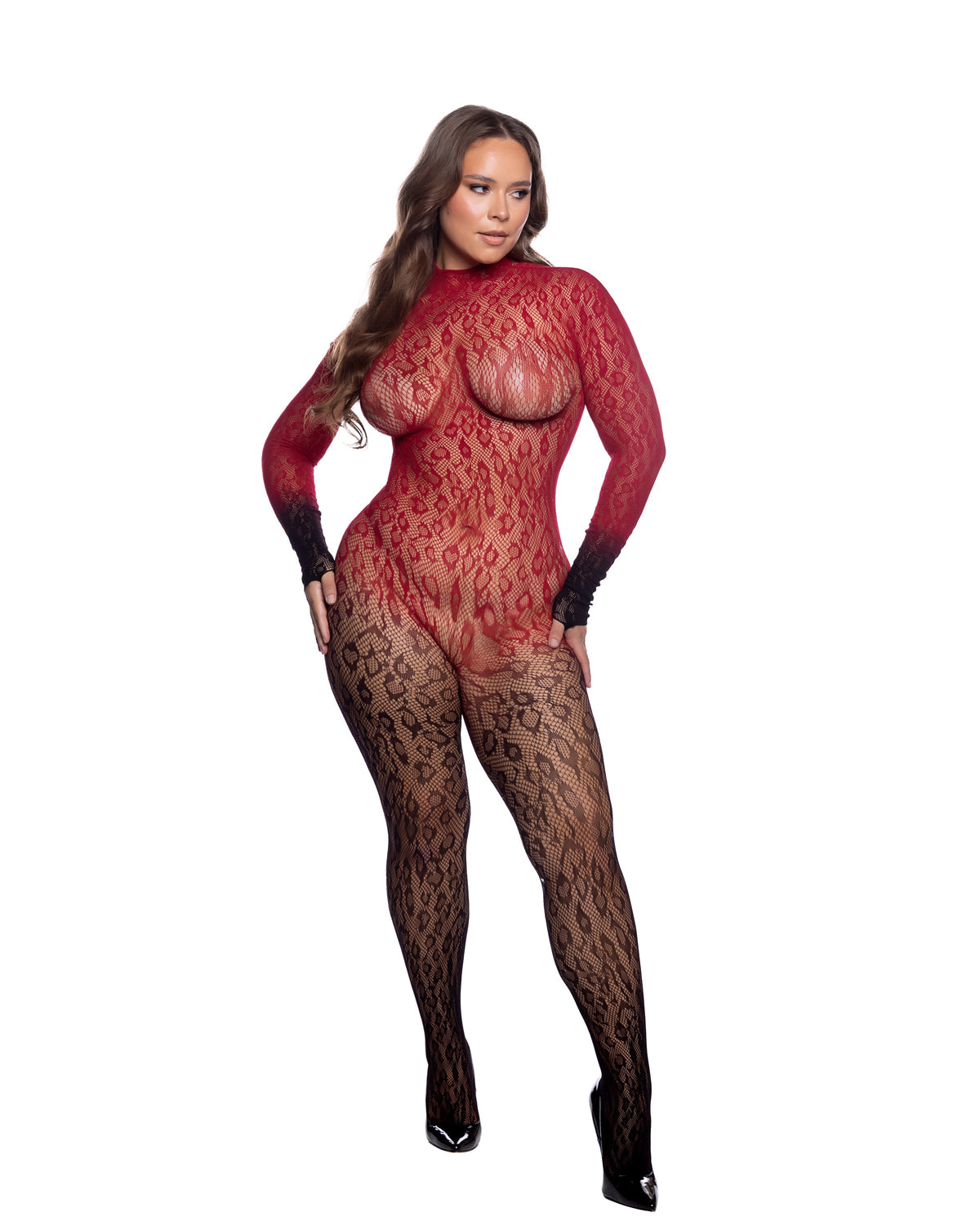 Queen Wild Night Bodystocking Wine/Black