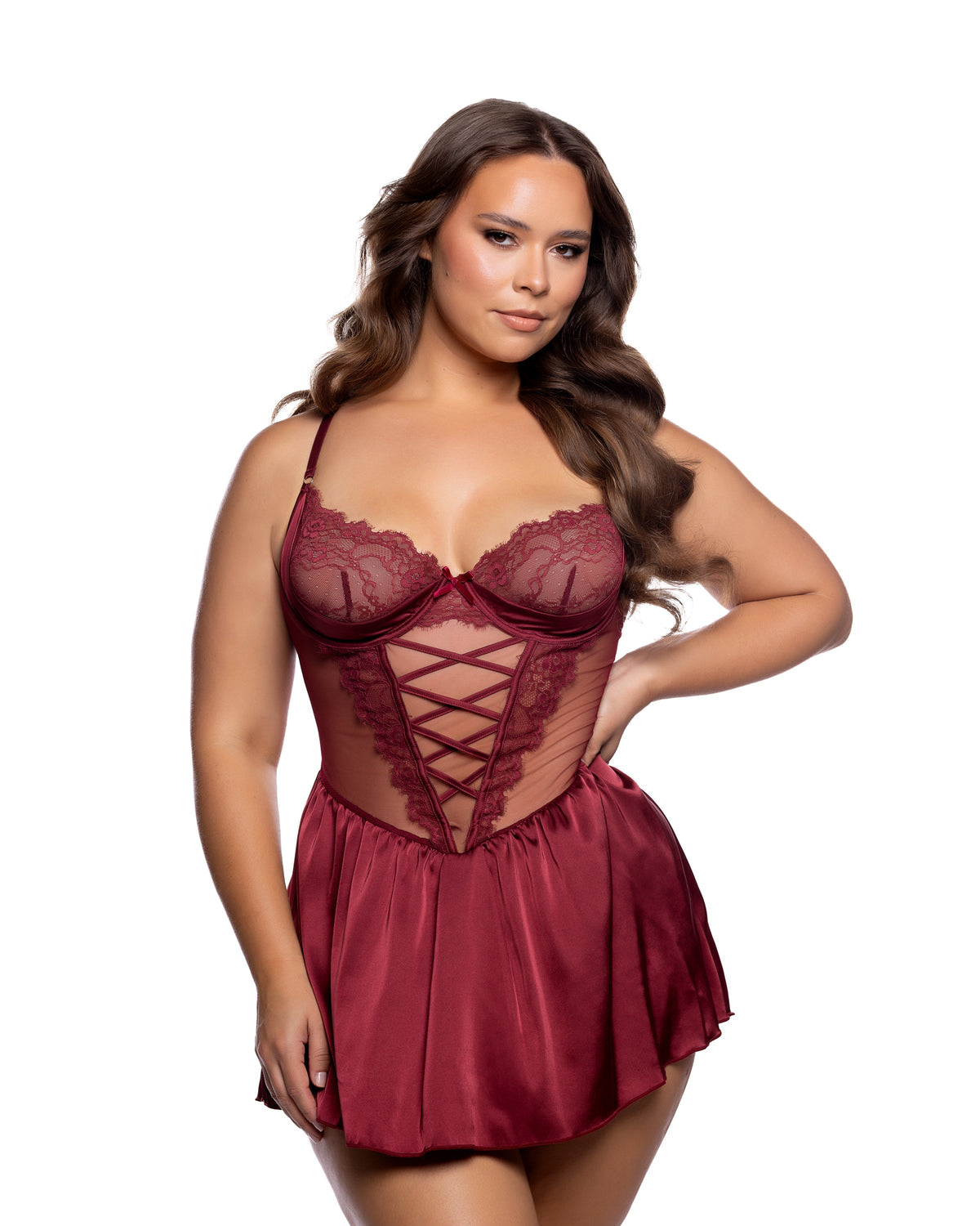 Queen Haute Night Babydoll Wine