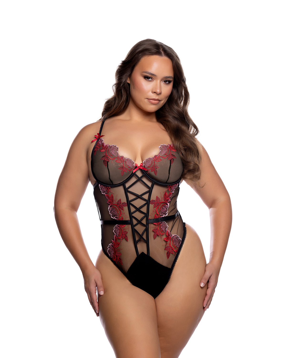 Queen Vie En Rose Teddy Hot Pink/Black