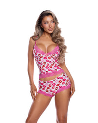 Queen Sweet Smooch Cami Set White/Red