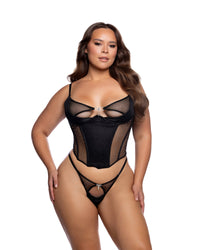 Queen Midnight Shimmer Bustier Set Black