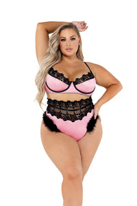 Roma Confidential Embroidery & Satin Bralette Set Pink Black