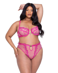 Roma Confidential Bubblegum Heart Bra Set Pink Plus Size-Rebel Romance