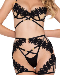 Roma Confidential Queen Ebony Rose Chaps Bra Set Guipure Lace Plus Size