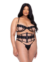 Roma Confidential Queen Ebony Rose Waspie Bra Set Guipure Lace Plus Size