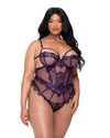 Roma Confidential Sugar Plum Teddy Eyelash Lace Purple Plus Size-Rebel Romance