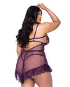 Roma Confidential Sugar Plum Sheer Babydoll Set Eyelash Lace Plus Size-Rebel Romance