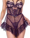 Roma Confidential Sugar Plum Sheer Babydoll Set Eyelash Lace Purple-Rebel Romance
