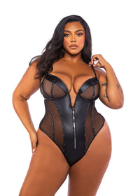 Roma Confidential Queen Lust & Faux Leather Underwire Teddy Black-Rebel Romance