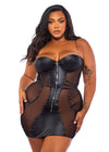 Roma Confidential Queen Lust & Faux Leather Lust & Leather Sheer Dress Black-Rebel Romance