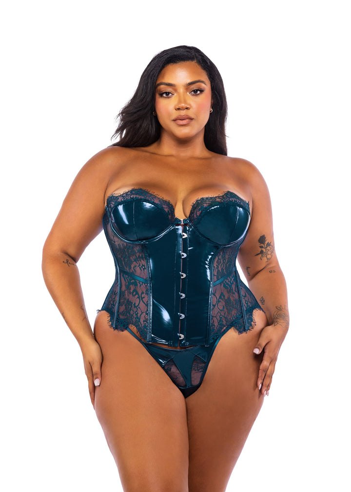 Roma Confidential Queen Eden Bustier 2-Piece Set Teal Blue-Rebel Romance