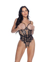 Eden Open Cup Crotchless Teddy Black