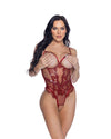 Eden Open Cup Crotchless Teddy Wine