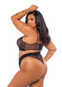 Roma Confidential Queen Belle Noir Chantilly Lace Satin Bra Set Black-Rebel Romance