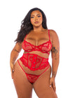 Roma Confidential Queen Baroque Heart Waspie Balconette Bra Set Red-Rebel Romance