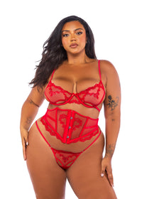 Roma Confidential Queen Baroque Heart Waspie Balconette Bra Set Red-Rebel Romance