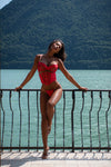 Roma Confidential Midnight Minx Wet Look Waspie Balconette Bra Set Red-Rebel Romance