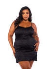 Roma Confidential Queen Twinkle Diamante Satin Rhinestone Chemise Black-Rebel Romance