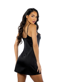 Roma Confidential Twinkle Diamante Satin Rhinestone Chemise Black-Rebel Romance