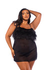 Roma Confidential Queen Amelia Faux Feather Babydoll Black-Rebel Romance