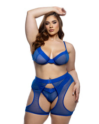 Queen Millenium Chaps Balconette Bra Set Blue