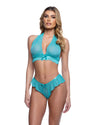 Flirty Flounce Plunge Bralette Bra Set Mint