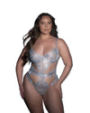 Garden Of Eden Teddy Metallic Floral Lace Silver