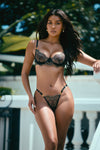 Beaded Belle Bra Set Metallic Embroidery Black