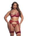 Beaded Belle Garter Bra Set Metallic Wine Embroidery