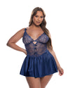 Paradise Dream Babydoll Set Navy Blue