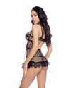 Eden Babydoll Set Eyelash Lace Sheer Black Mesh