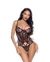 Blossom Beauty Peplum Teddy Sheer Black