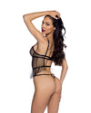 Blossom Beauty Peplum Teddy Sheer Black