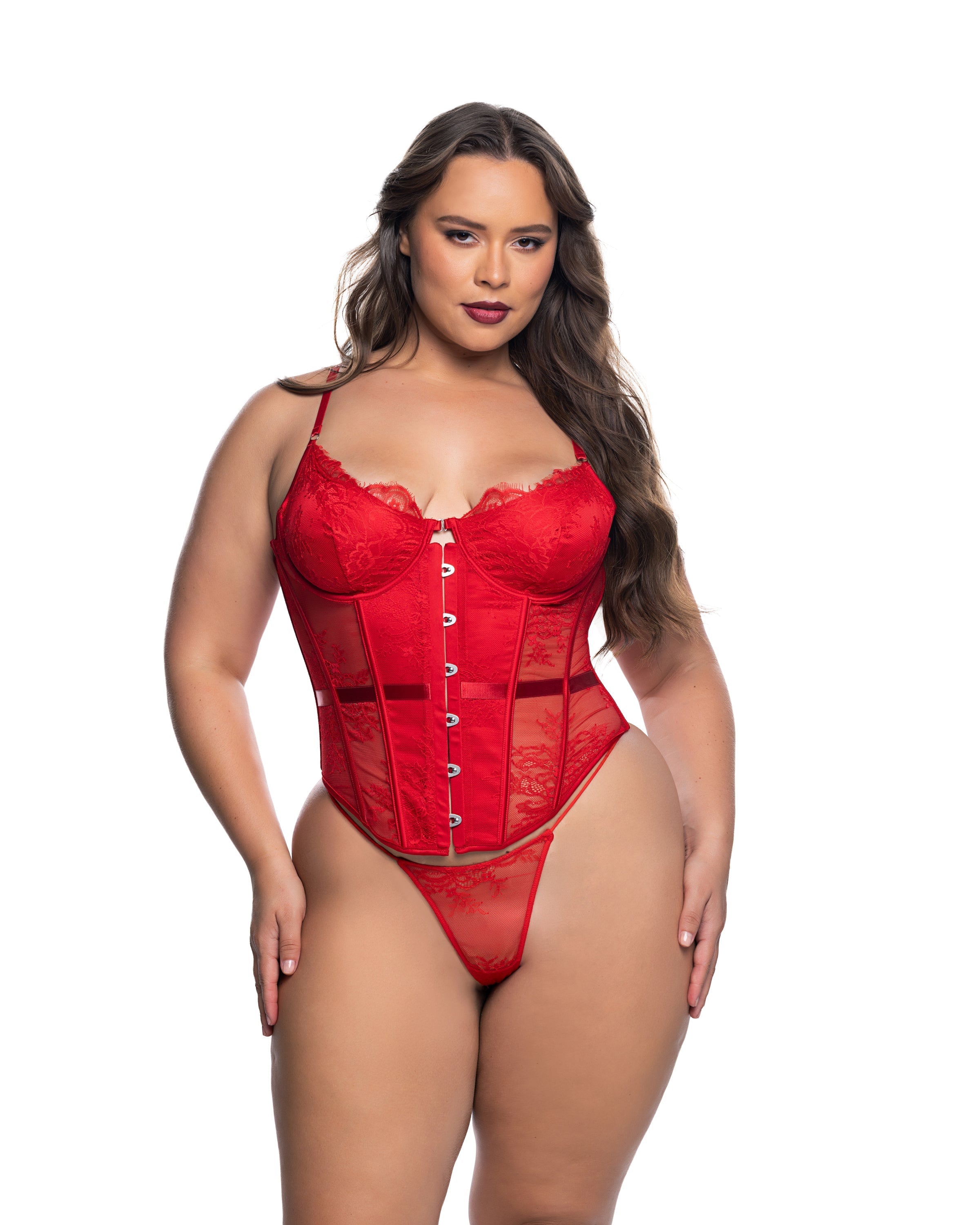 Essentials Lace Corset Red