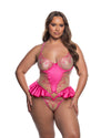 Queen Of Hearts Peplum Teddy Pink