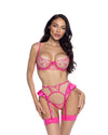 Queen Of Hearts Garter Bra Set Pink