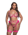 Queen Of Hearts Garter Bra Set Pink