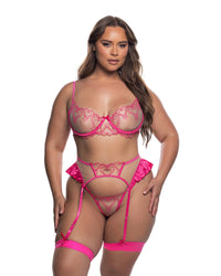 Queen Of Hearts Garter Bra Set Pink