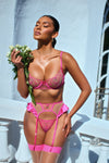 Queen Of Hearts Garter Bra Set Pink