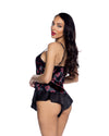 Rosebud Heart Cami 2-Piece Set Satin Black