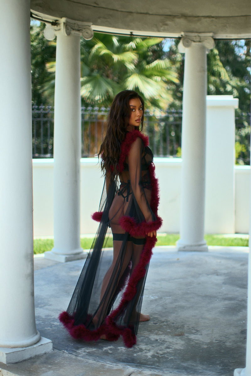 Fantasy Luxe Glam Robe Black Merlot