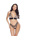 Orchid Blossom Plunge Bra Set Black Embroidered Tulle